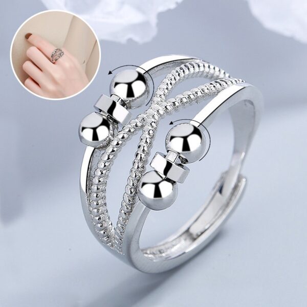 Rotatable Ring With Double-layered Hollow Line Anxiety Relief Rings