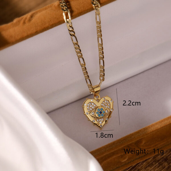 Heart-shaped Zircon Pendant Necklace And Earrings - Image 2