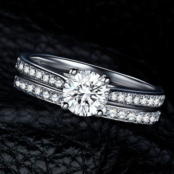 Double Layer Ring Set Wedding Ring European Plated 925 Silver