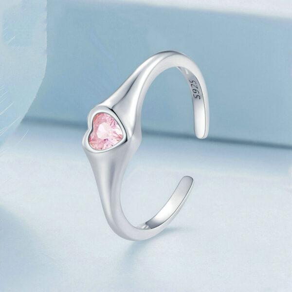 Love Heart-shaped Adjustable Ring - Image 3