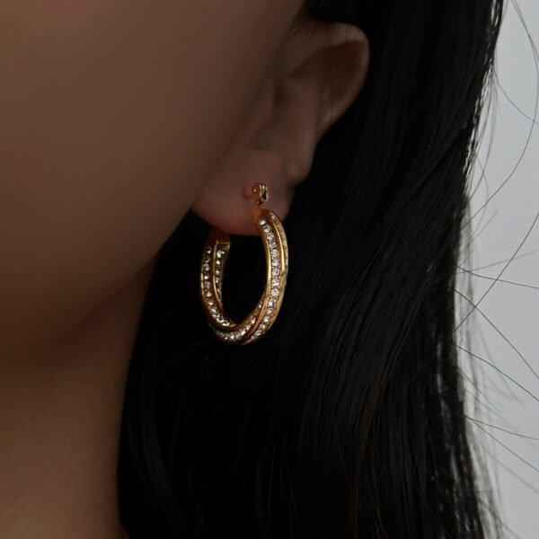 Zircon Twist Big Earrings - Image 5