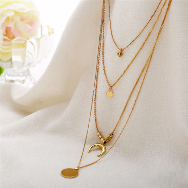 Multi-layer Moon Pendant Necklaces for Women Bohemian Wafer Elegant Necklace - Image 2