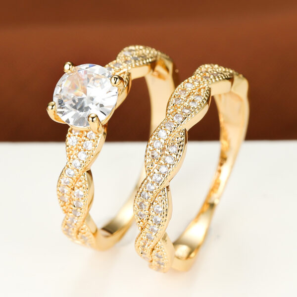 Simple Golden Four-claw Round Ring - Image 9