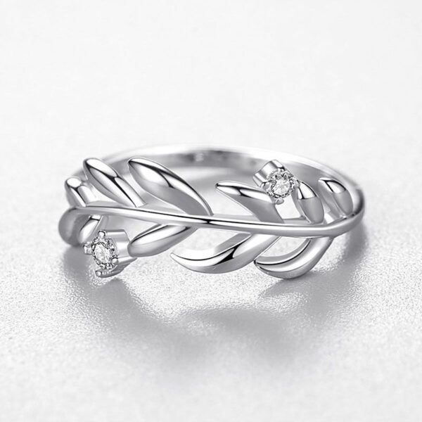 Fashion Micro Diamond Leaf Ring - Image 2