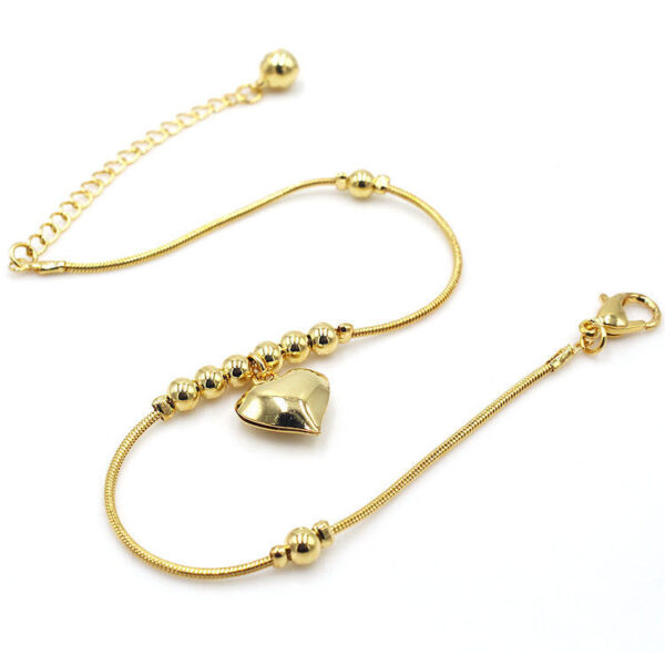 Gold Color Heart Pendant Anklet - Image 2