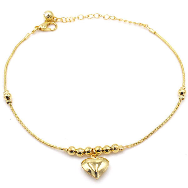 Gold Color Heart Pendant Anklet - Image 5