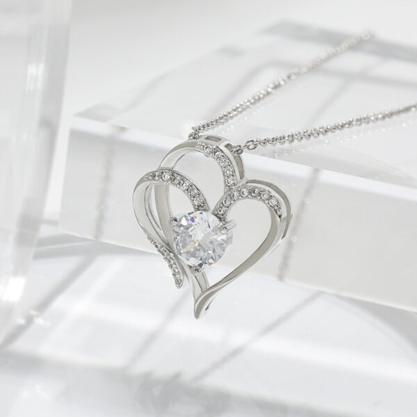 Zircon Double Love Necklace With Rhinestones Ins Personalized Heart-shaped Necklace Clavicle Chain - Image 4