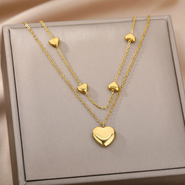 Fashion Jewelry Heart Pendant Necklaces For Women Stainless Steel Chain Choker Zircon Moon Star Necklace