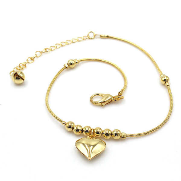 Gold Color Heart Pendant Anklet - Image 4