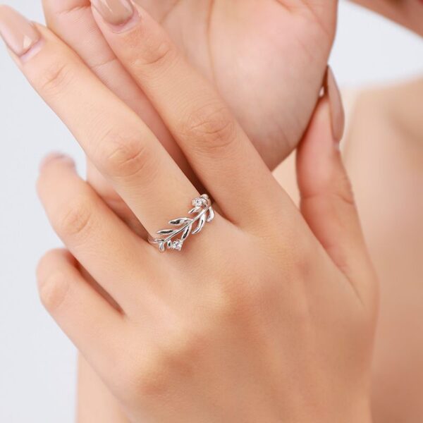 Fashion Micro Diamond Leaf Ring - Image 5