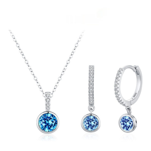 Women's Light Luxury Sea Blue Artificial Diamond Earrings Necklace