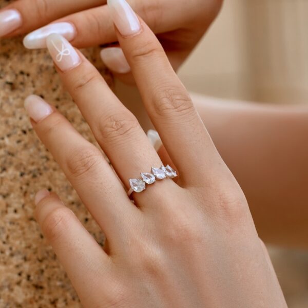 Silver Color Water Drop Pear-shaped  Ring - Image 3