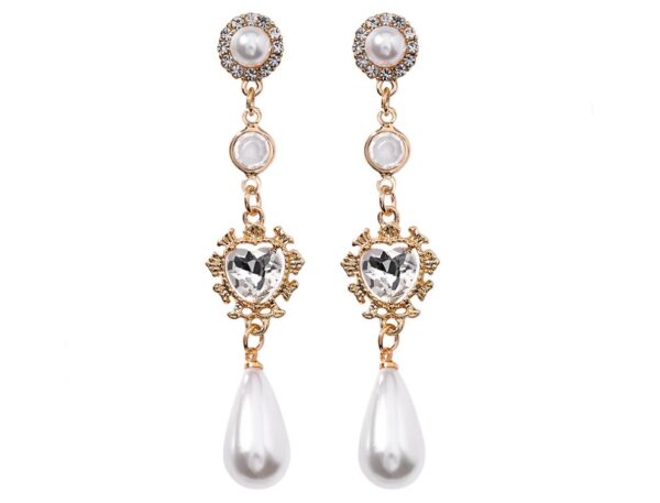 Gold Pearl Drop Earrings - Image 5