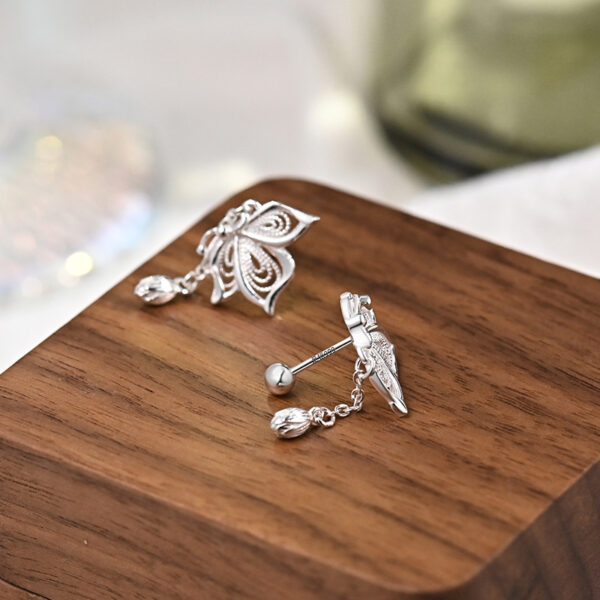 Women's Silver Sweet Butterfly Earrings - Image 2