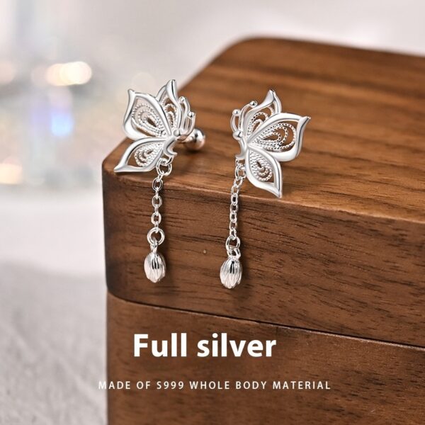 Women's Silver Sweet Butterfly Earrings