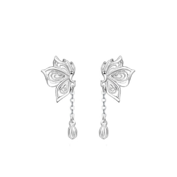 Women's Silver Sweet Butterfly Earrings - Image 4