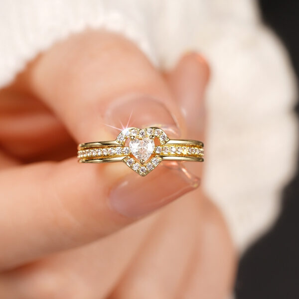 Double Peach Heart Design Ring - Image 3