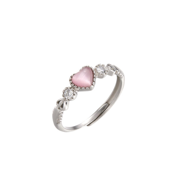 Pink Opal Love Heart-shaped Ring