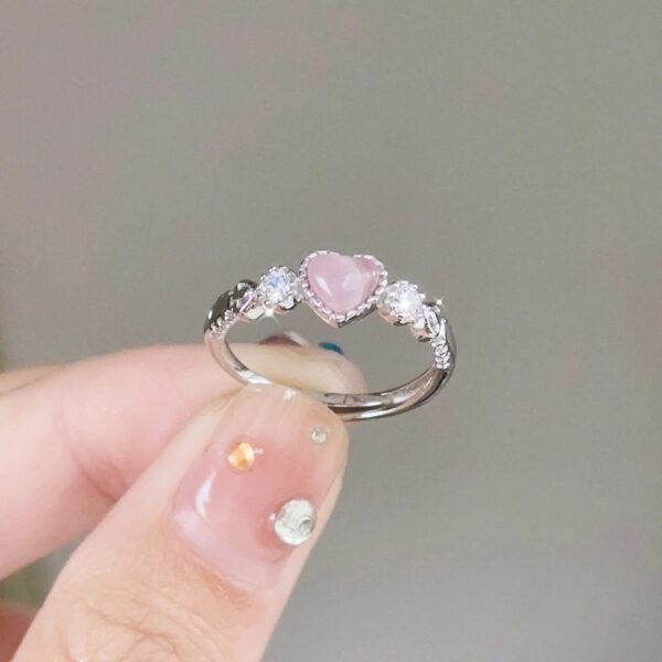 Pink Opal Love Heart-shaped Ring - Image 3