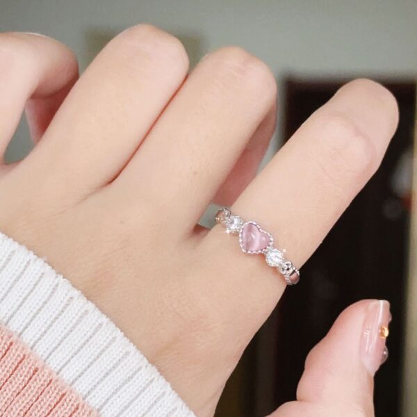 Pink Opal Love Heart-shaped Ring - Image 2