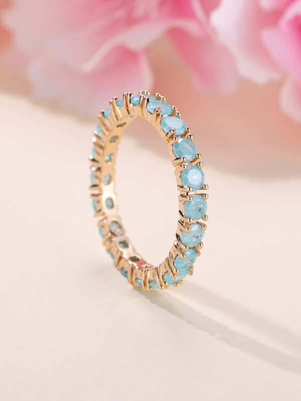 French Retro Champagne Gold Blue Ice Flower - Image 2