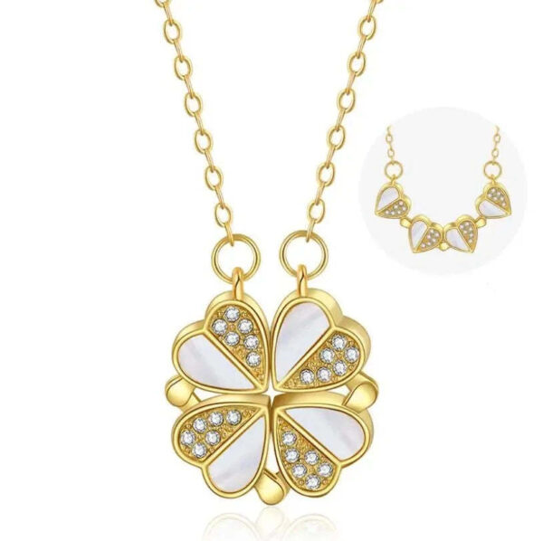 Luxury Four Leaf Clover Pendant Necklace Stainless Steel Crystal Heart Jewelry For Women Gift - Image 9